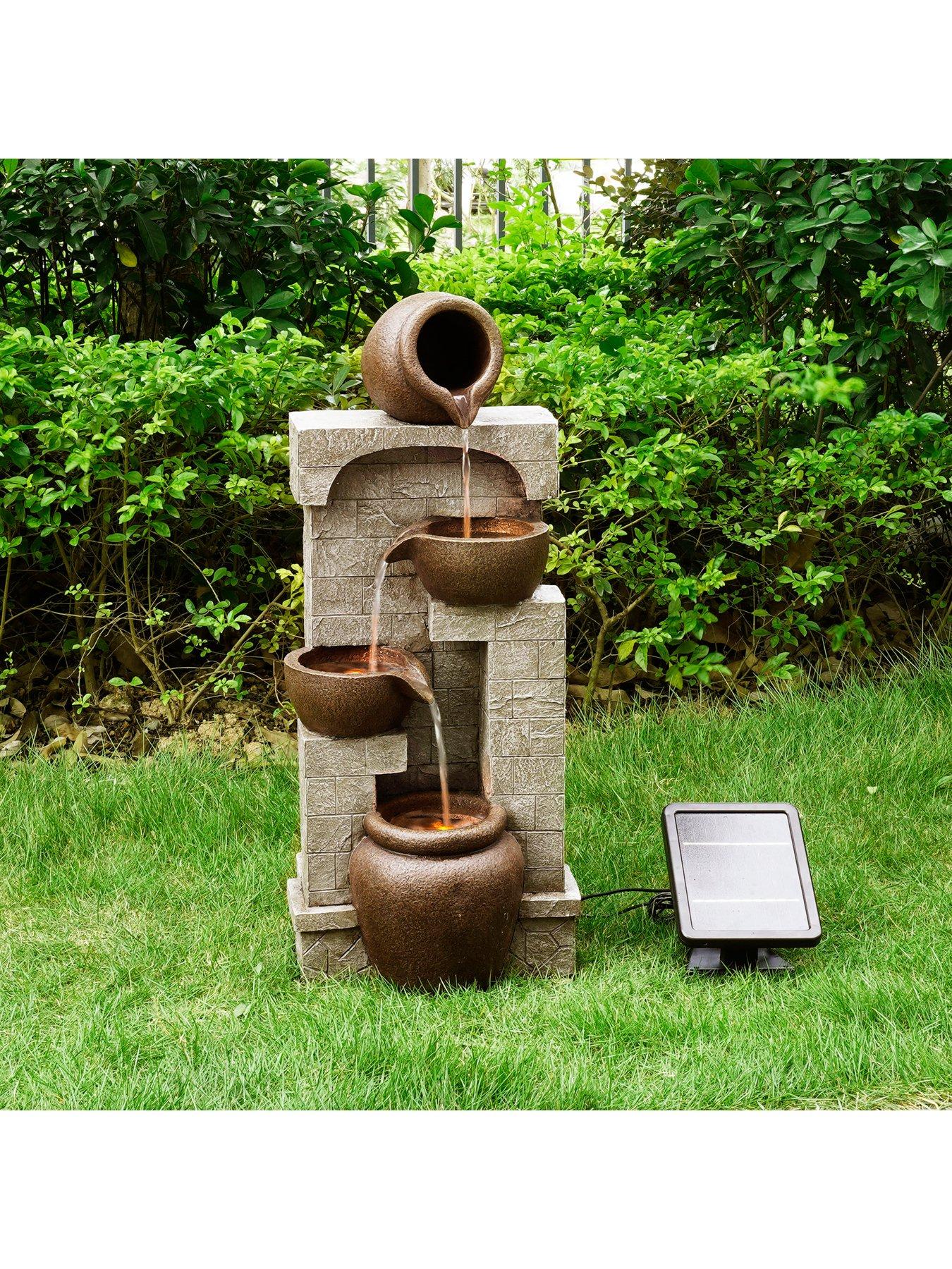 Image 6 of 7 of Teamson Home Peaktop Solar Power Water Fountain Garden Bronze Ornament