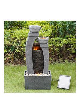 Product photograph of Teamson Home Solar Power Water Fountain Garden Slate Grey Ornament from very.co.uk
