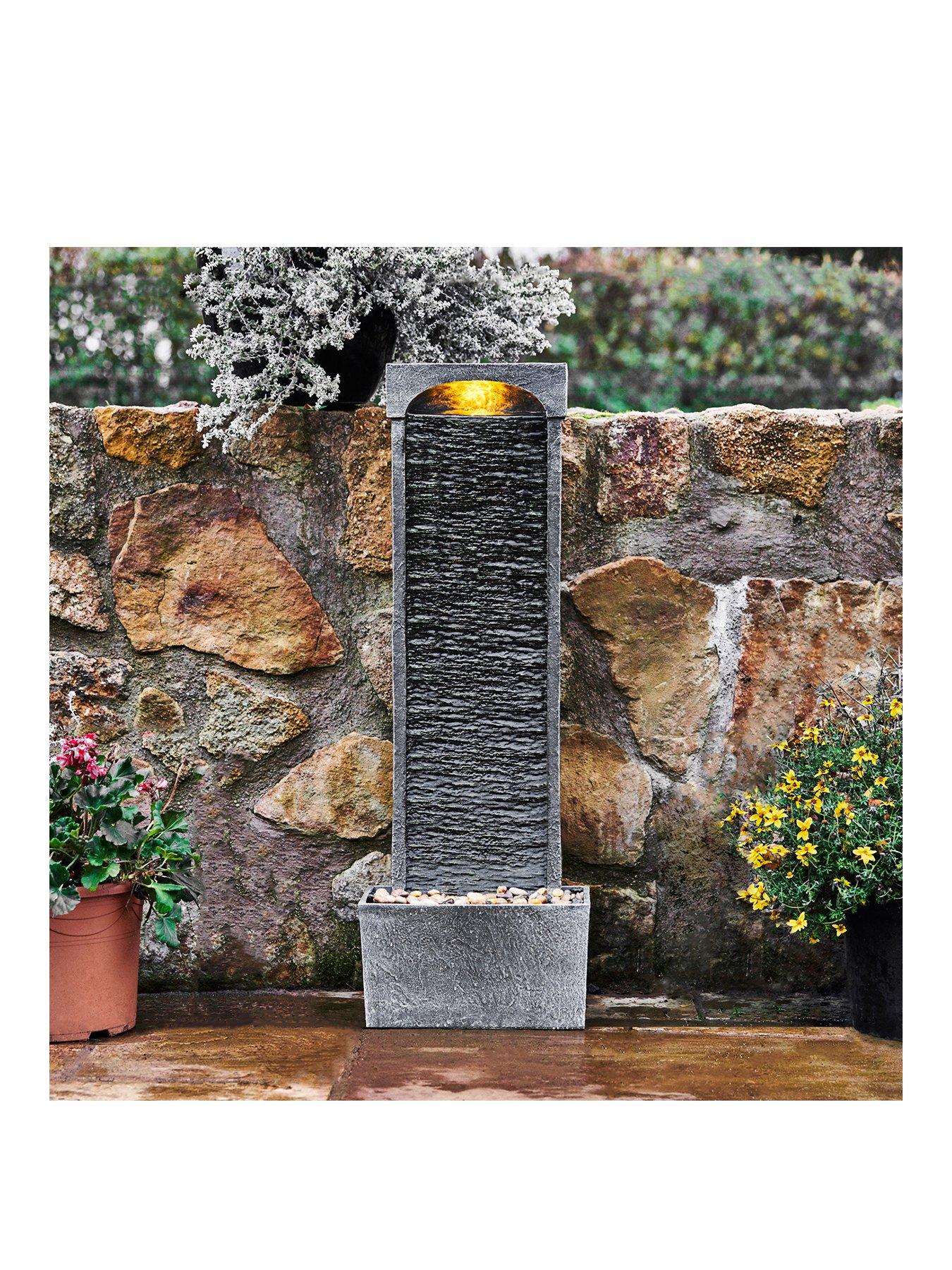 Product photograph of Teamson Home Curved Water Fountain Indoor Conservatory Garden Slate With Lights from very.co.uk
