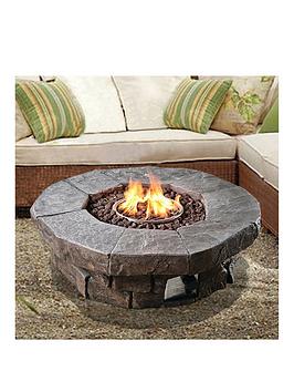 Teamson Home Gas Fire Pit Resin With Lava Rocks