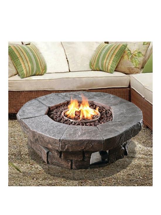 front image of teamson-home-gas-fire-pit-resin-with-lava-rocks