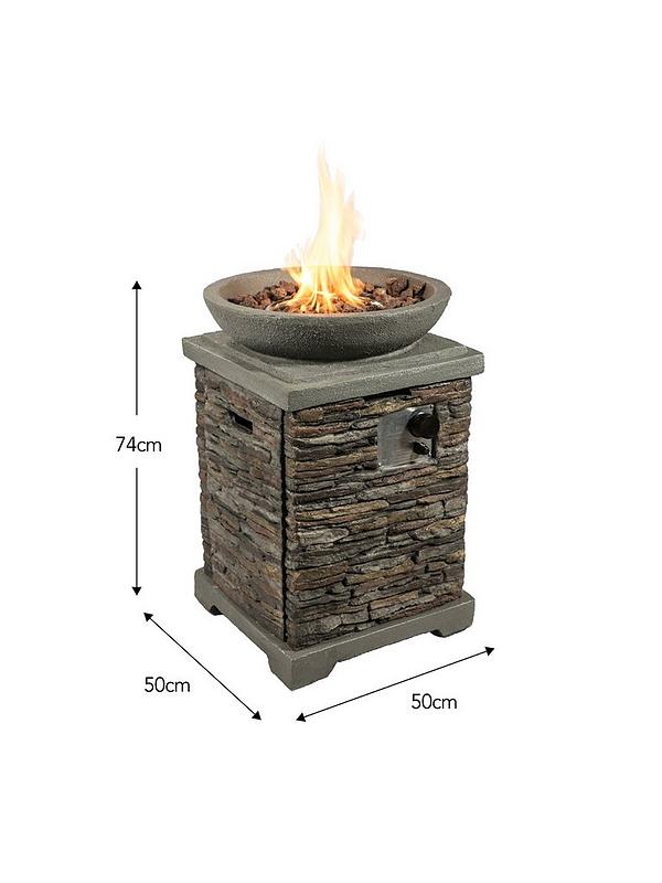Gas Fire Pit Stone With Lava Rock, Square Stone Fire Pit Uk