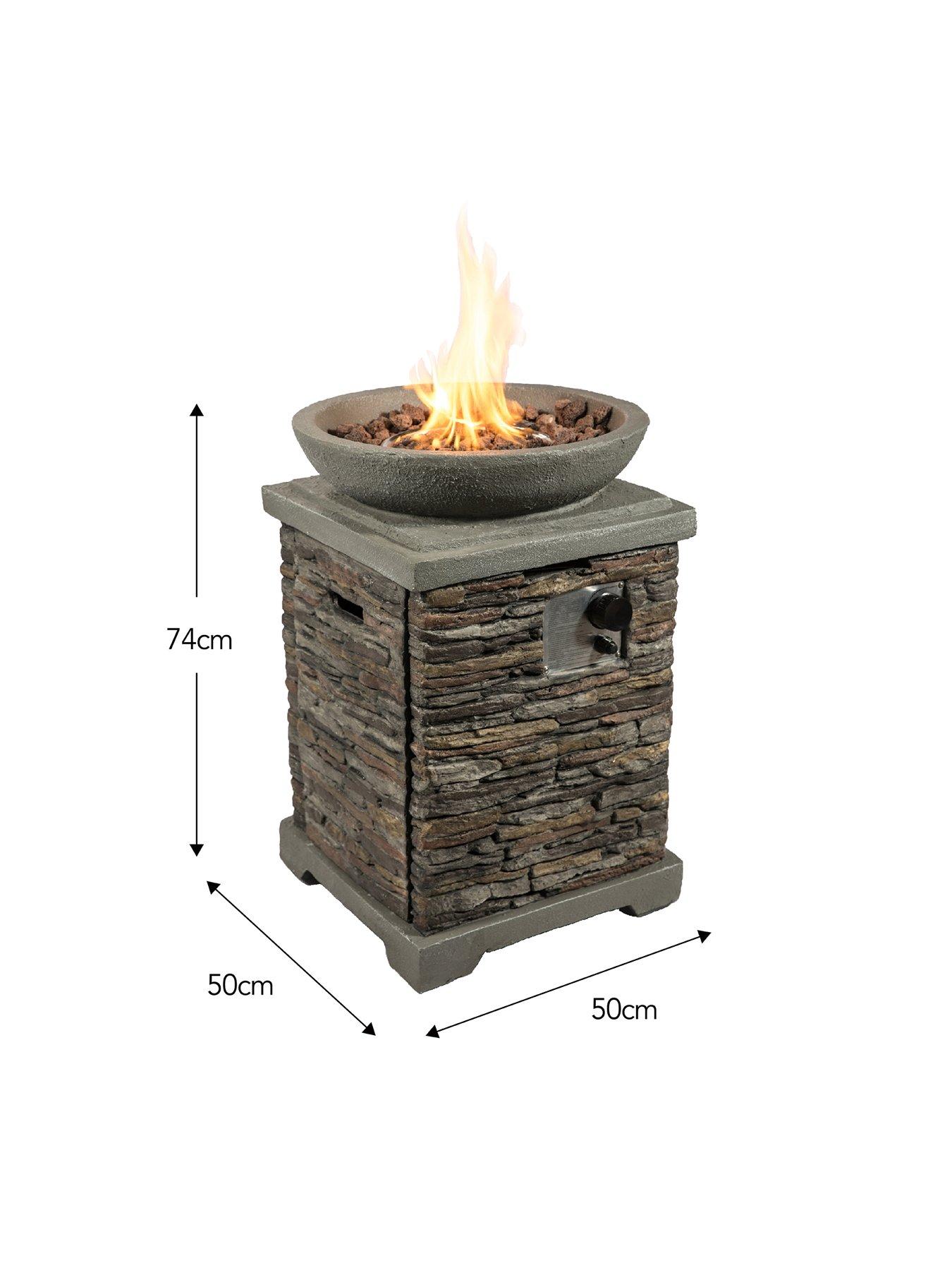 Image 2 of 7 of Teamson Home Gas Fire Pit Stone with Lava Rock