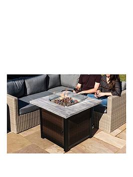 Teamson Home Outdoor Gas Fire Pit Rattan Easy Ignition