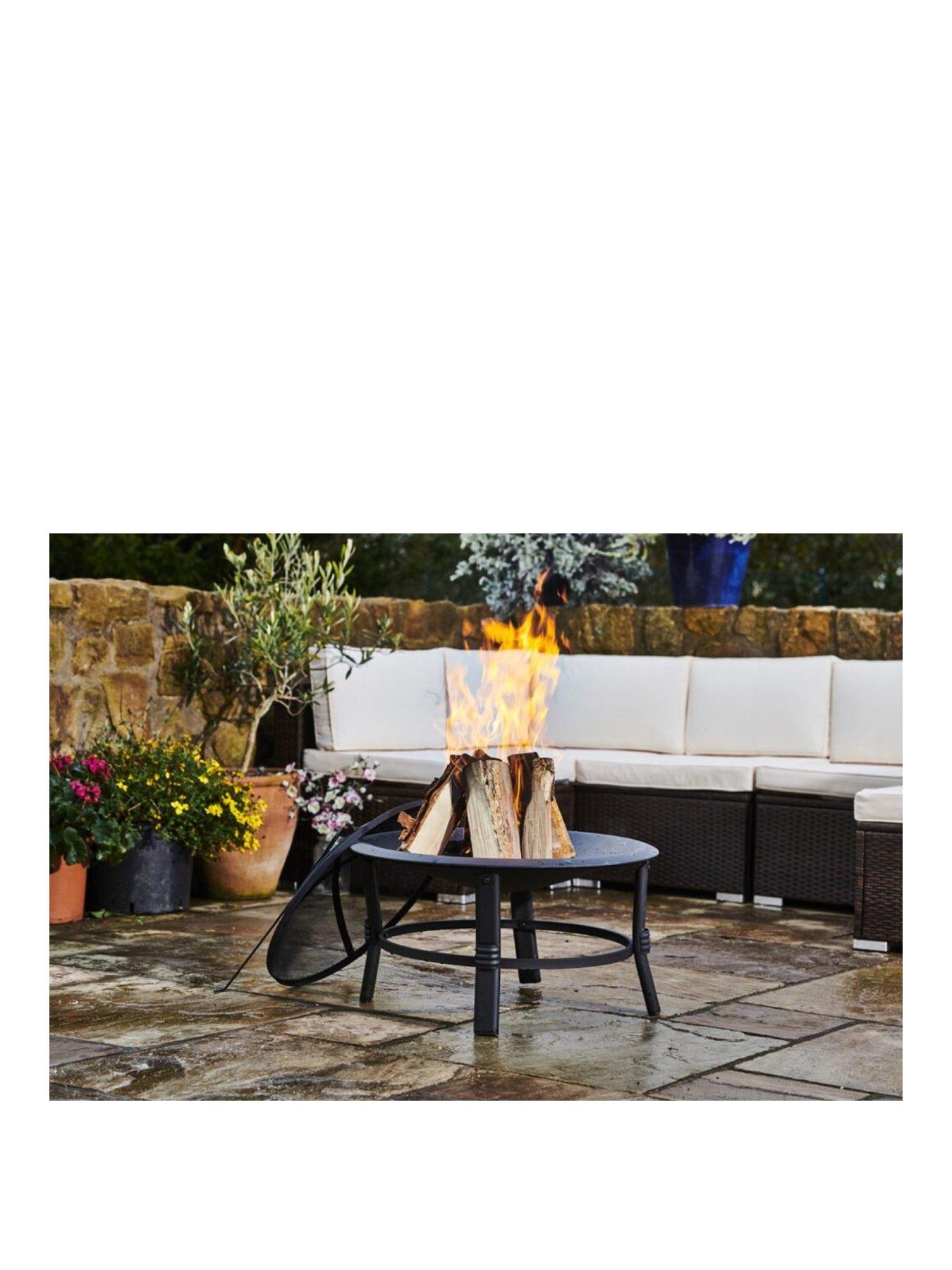 Product photograph of Teamson Home Wood Burning Fire Pit For Logs Steel With Cover from very.co.uk