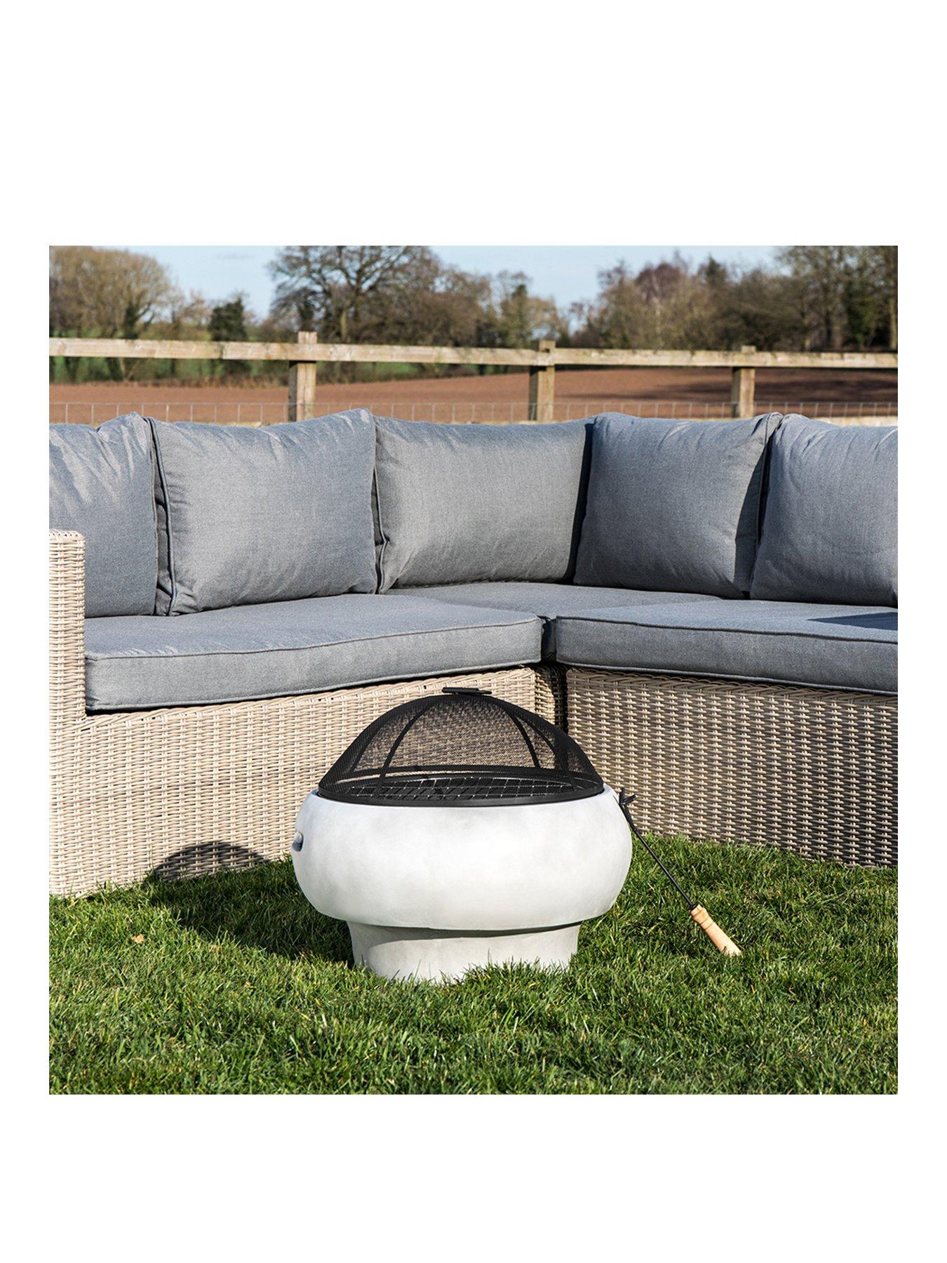 Product photograph of Teamson Home Wood Burning Fire Pit For Logs - Concrete Style from very.co.uk