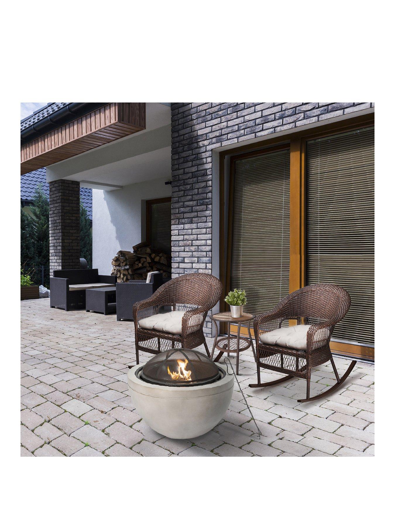 Product photograph of Teamson Home Wood Burning Concrete Style Bbq Grill Fire Pit from very.co.uk