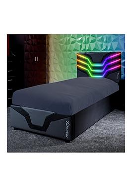 Product photograph of X Rocker Cosmos Rgb Led Light Up Headboard Ottoman Single Bed from very.co.uk