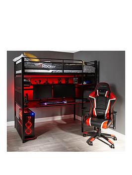 Product photograph of X Rocker Battlestation High Sleeper Bed And Desk from very.co.uk