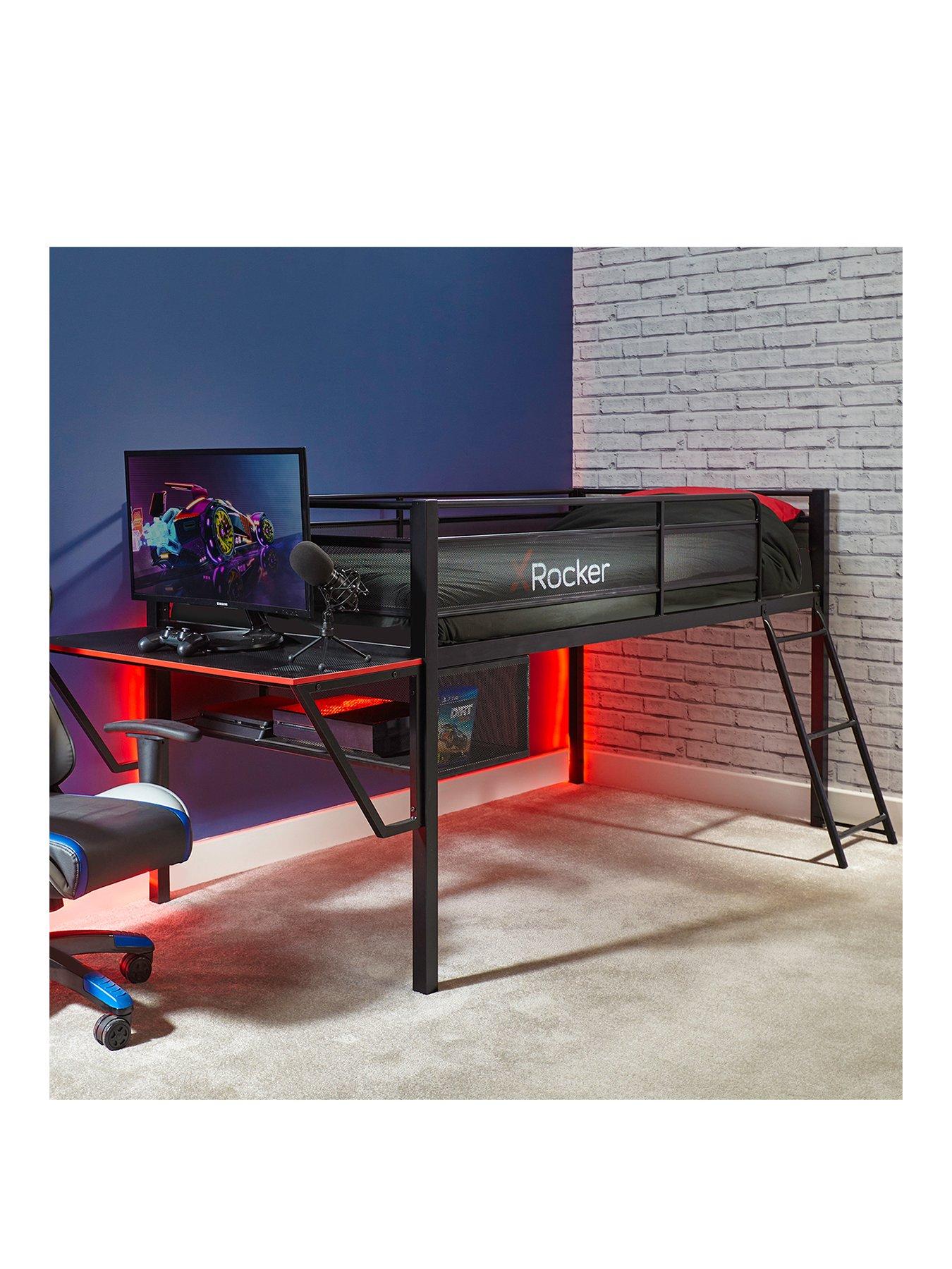 X Rocker Sanctum Mid Sleeper Bed and Desk Gaming Combo very.co.uk