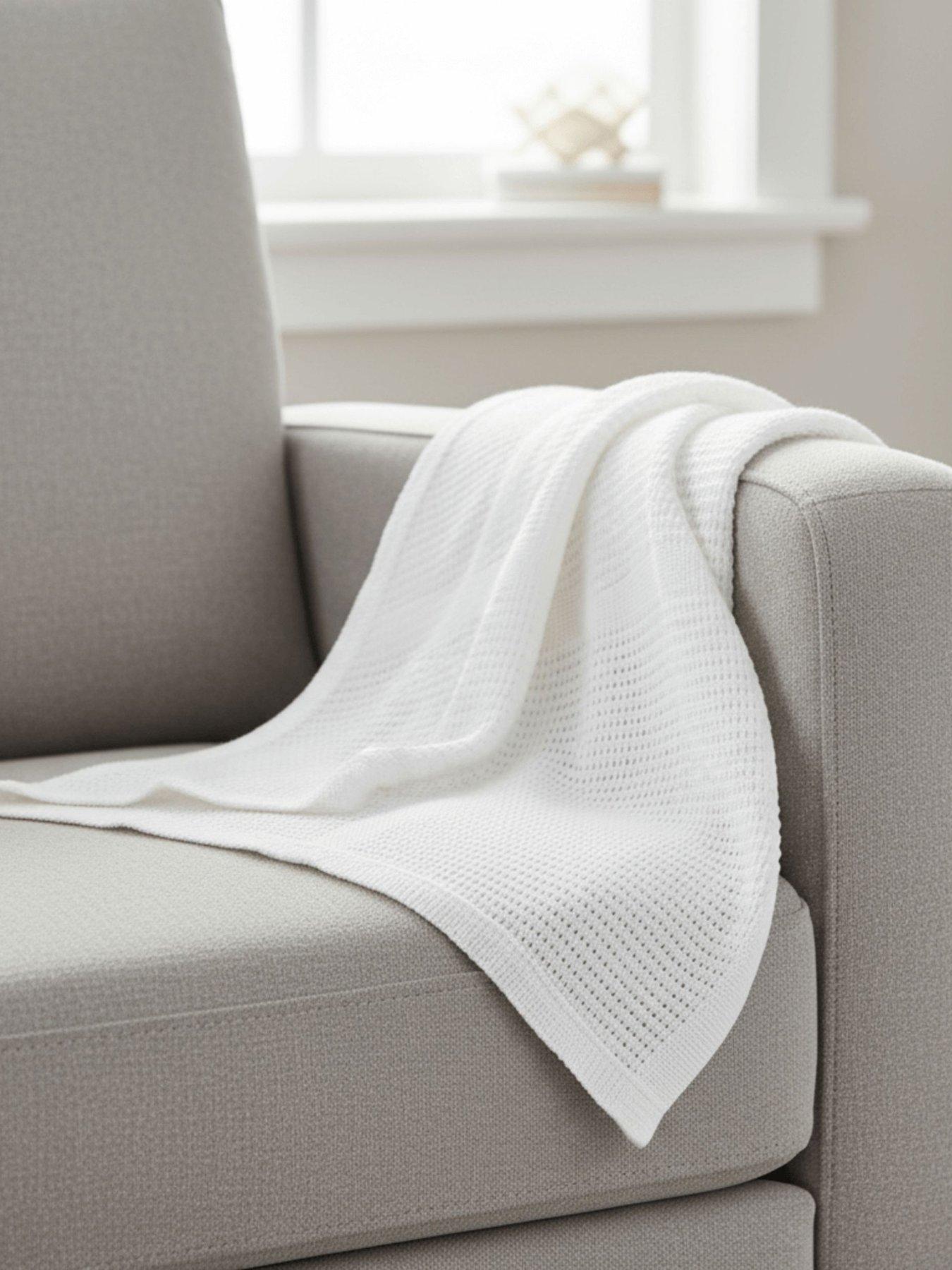 Clair De Lune Soft Cotton Cellular Pram Blanket - White