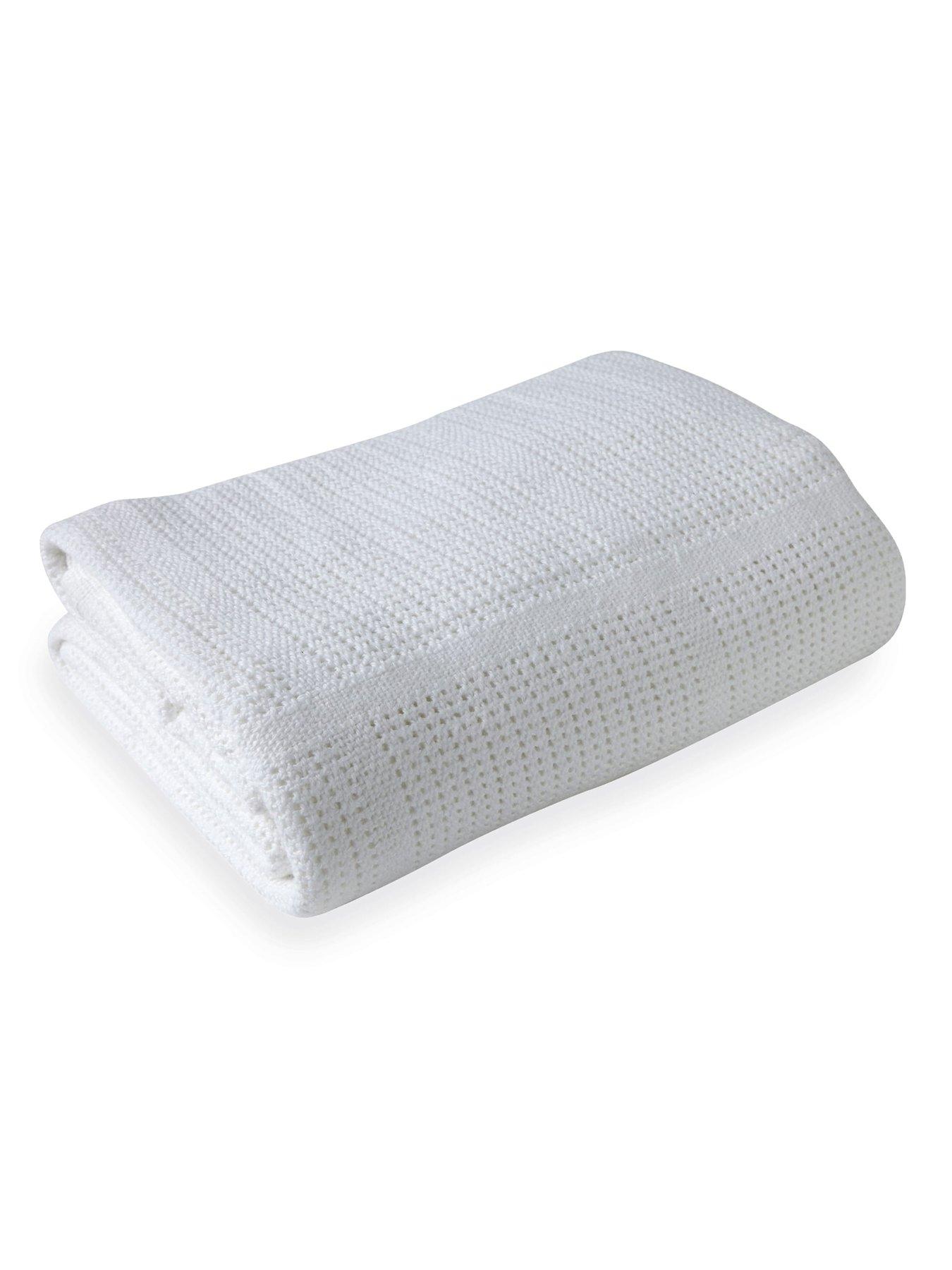 undefined Soft Cotton Cellular Pram Blanket - White