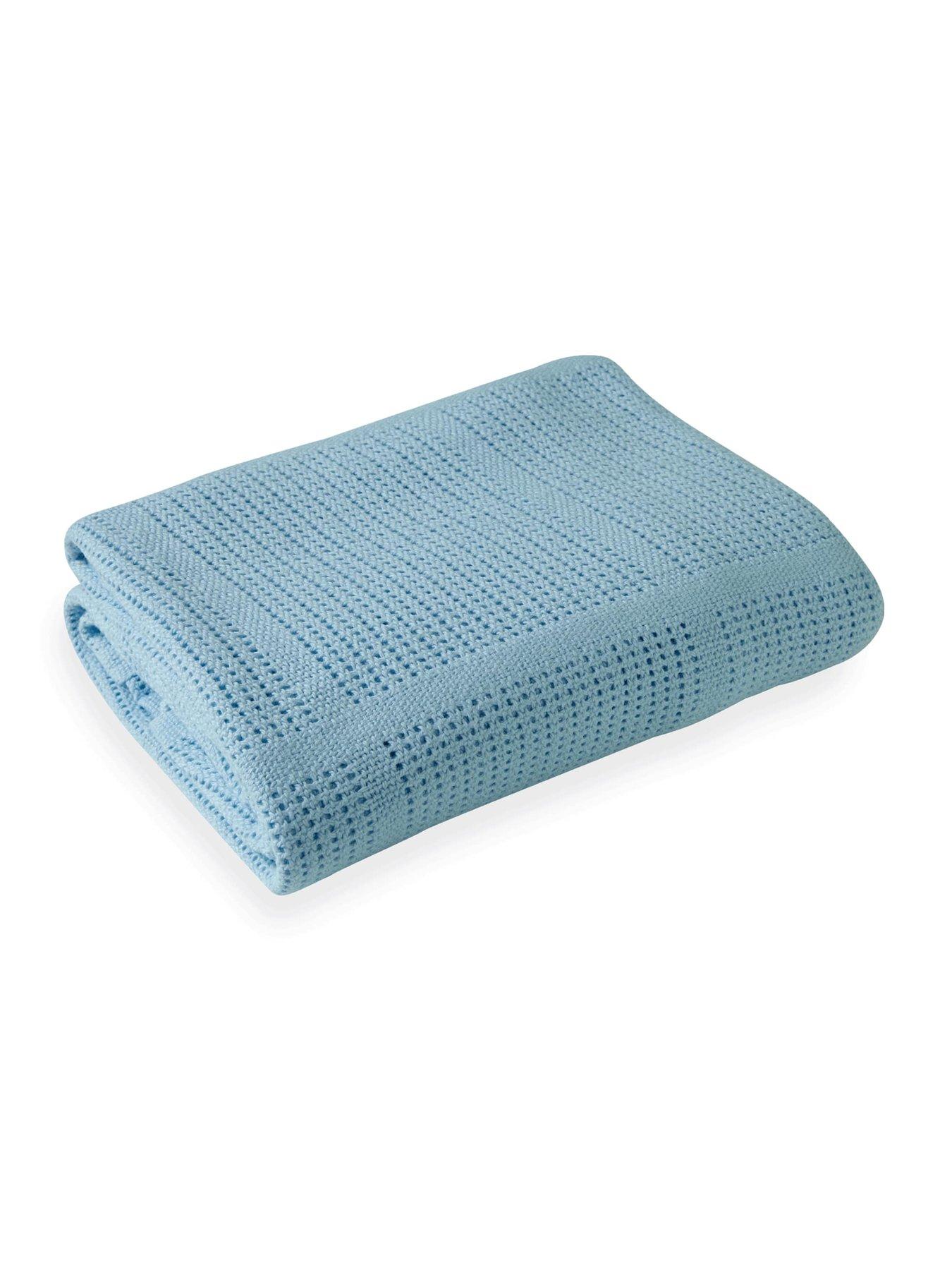 Clair De Lune Soft Cotton Cellular Pram Blanket - Blue | Very