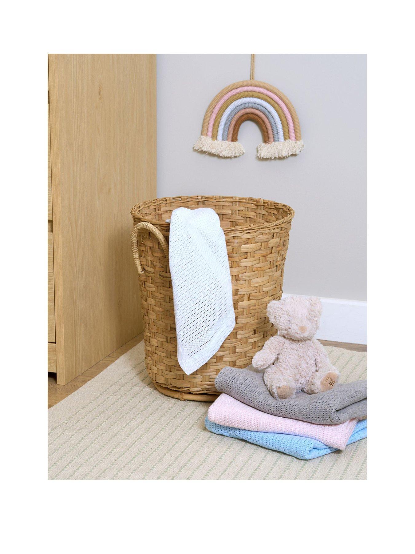 Clair De Lune Soft Cotton Cellular Pram Blanket - Blue | Very