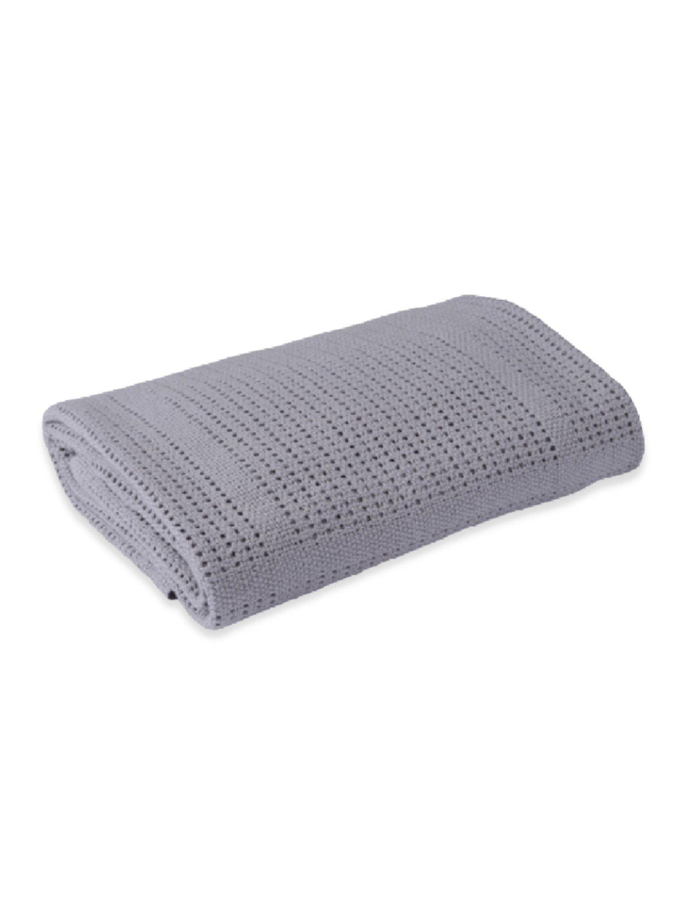 Clair De Lune Soft Cotton Cellular Pram Blanket - Grey
