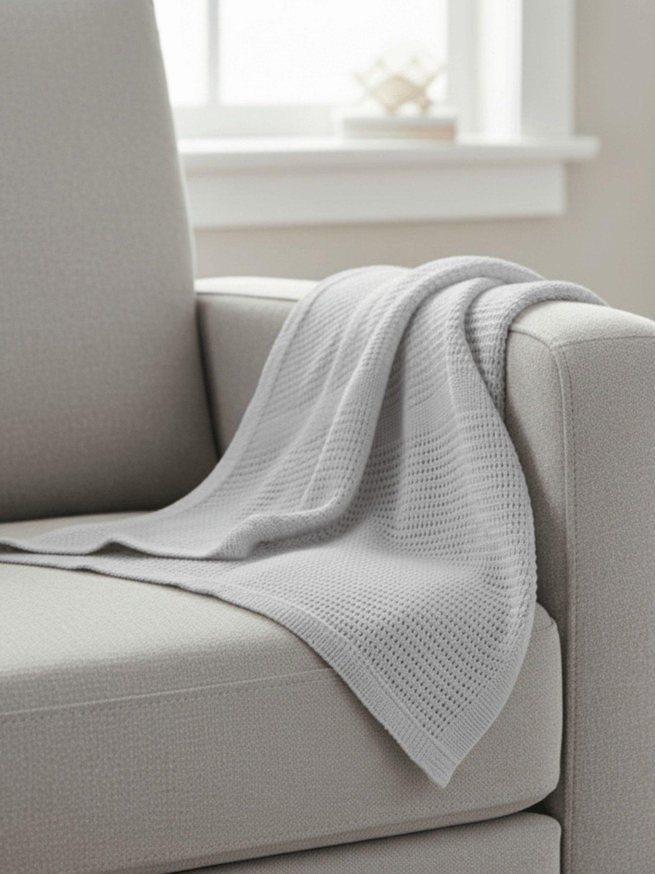Clair De Lune Soft Cotton Cellular Pram Blanket - Grey