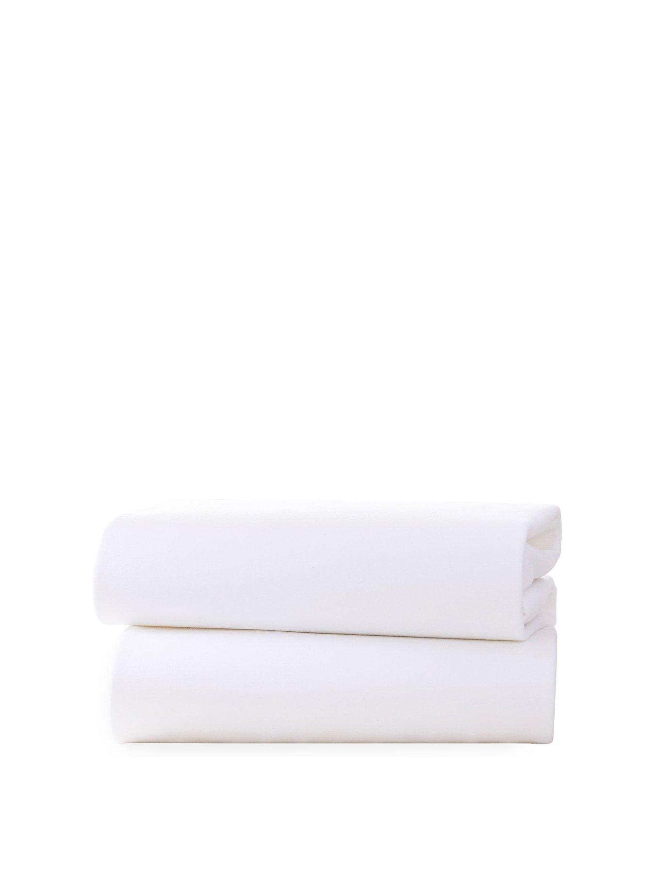 Clair De Lune 2 Pack Cotton Fitted Pram/Crib Sheets (90 x 40 cm) - White