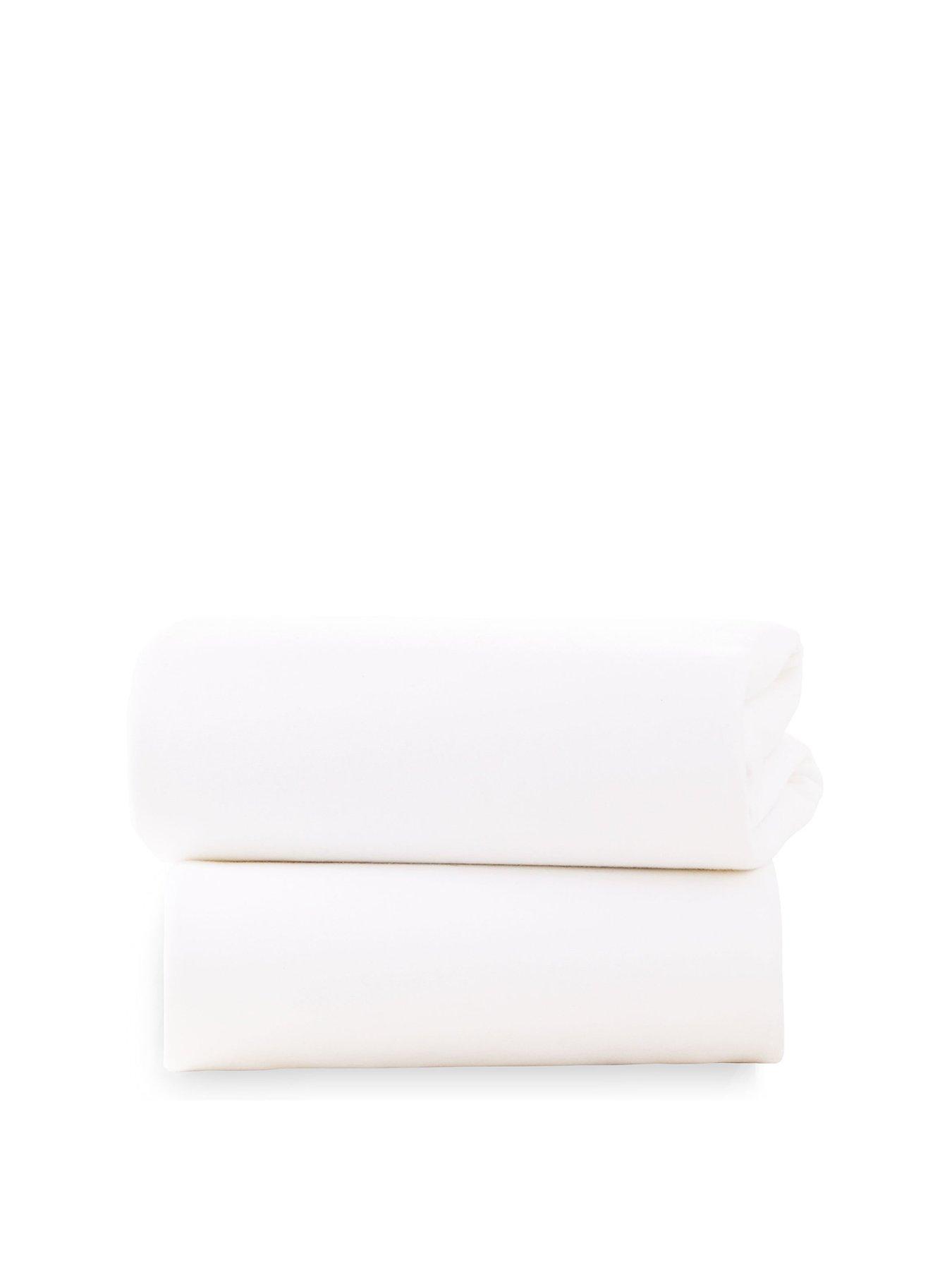 Clair De Lune 2 Pack Cotton Fitted Pram Crib Sheets 90 x 40 cm White Very