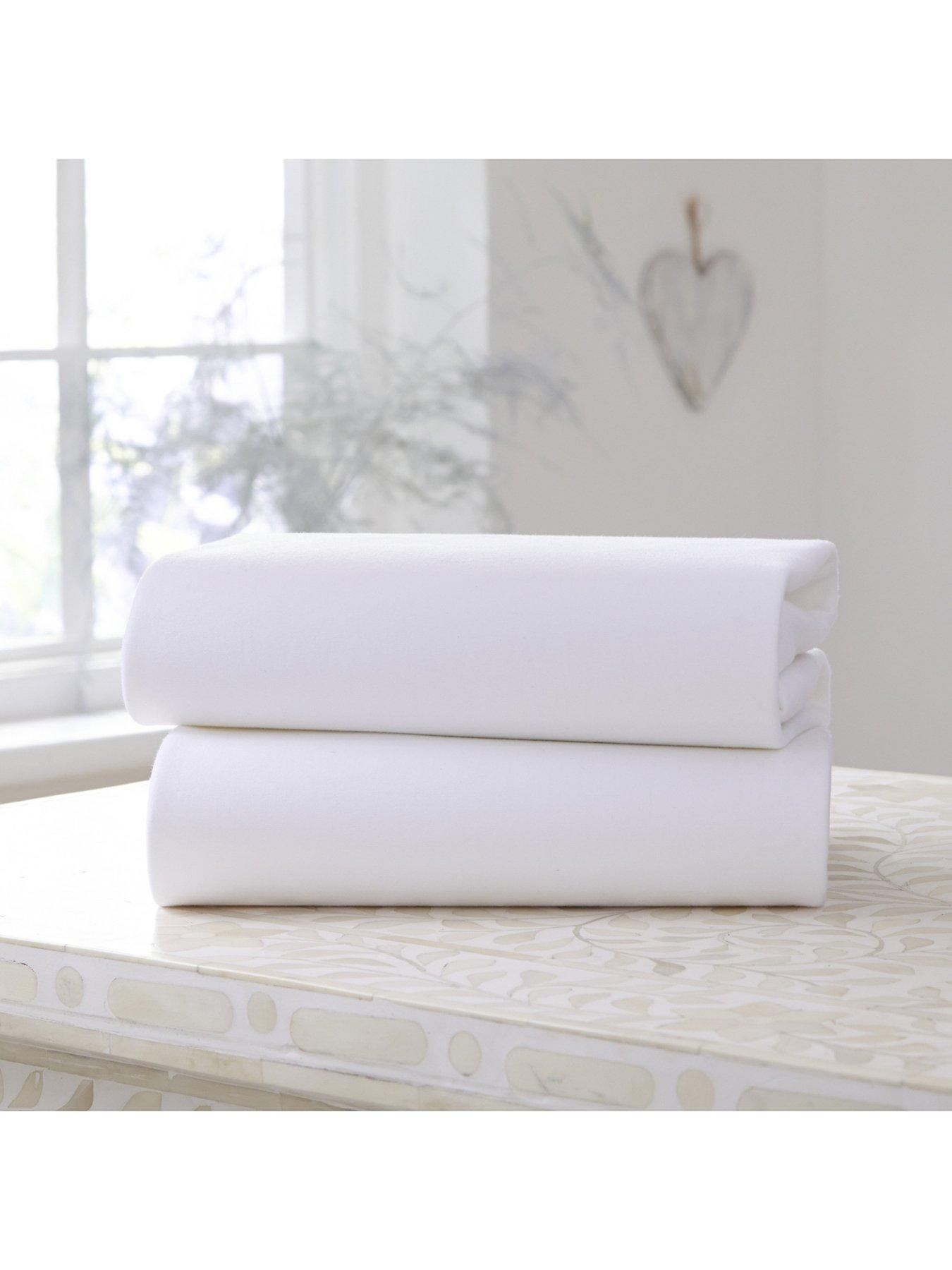 Clair De Lune 2 Pack Cotton Fitted Pram/Crib Sheets (90 x 40 cm) - White |  Very.co.uk