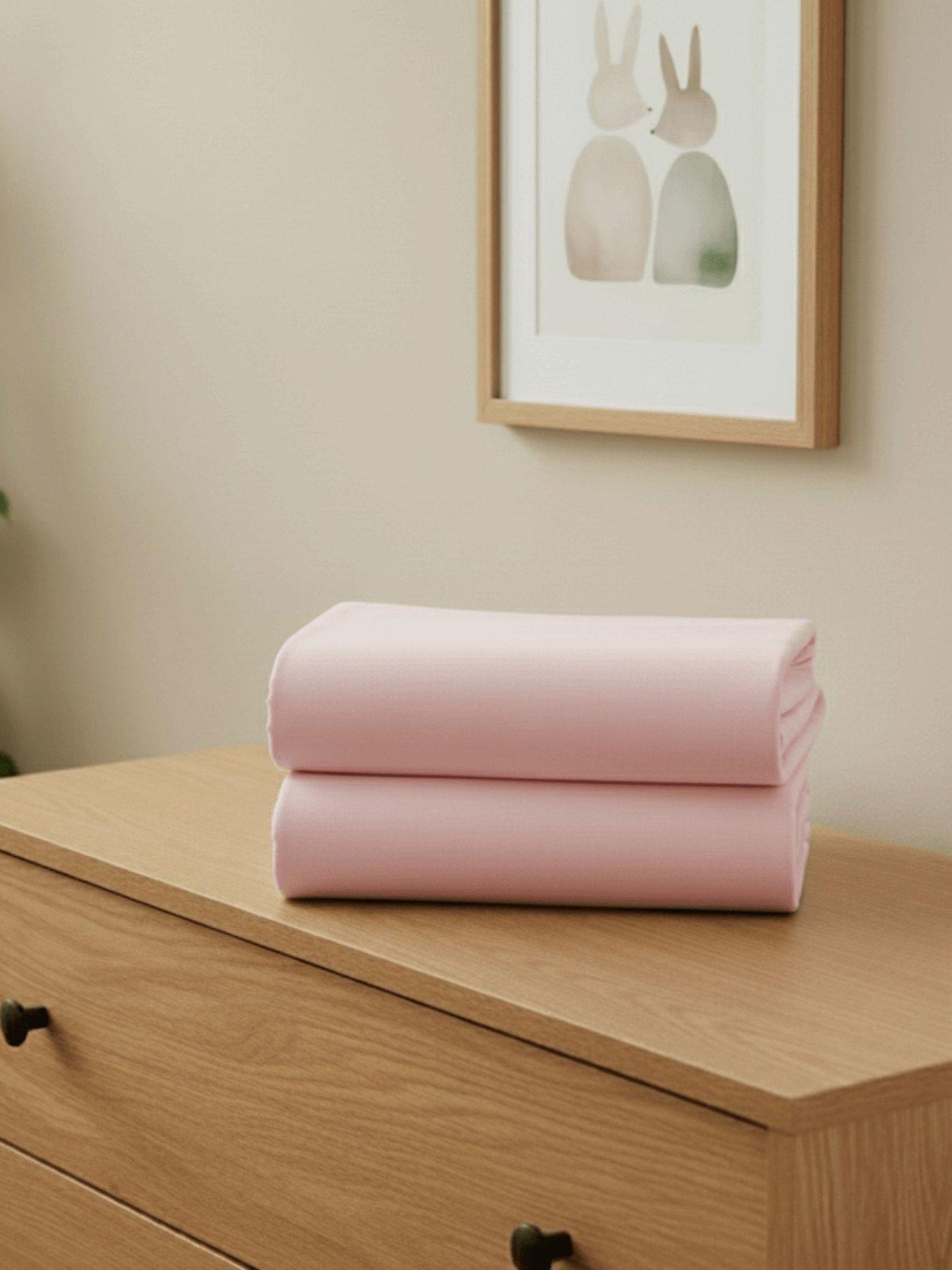 Clair De Lune 2 Pack Cotton Fitted Pram/Crib Sheets (90 x 40 cm) - Pink