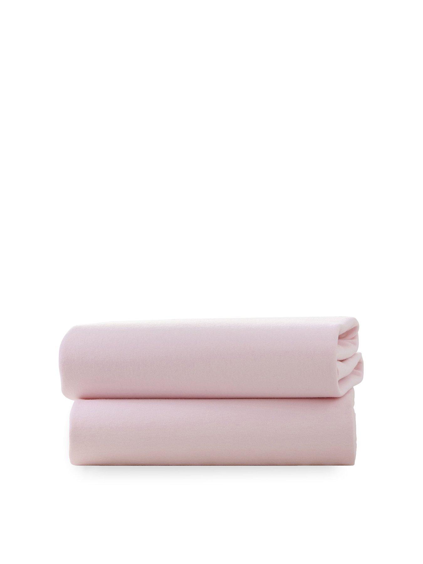Image 1 of 4 of Clair De Lune 2 Pack Cotton Fitted Pram/Crib Sheets (90 x 40 cm) - Pink