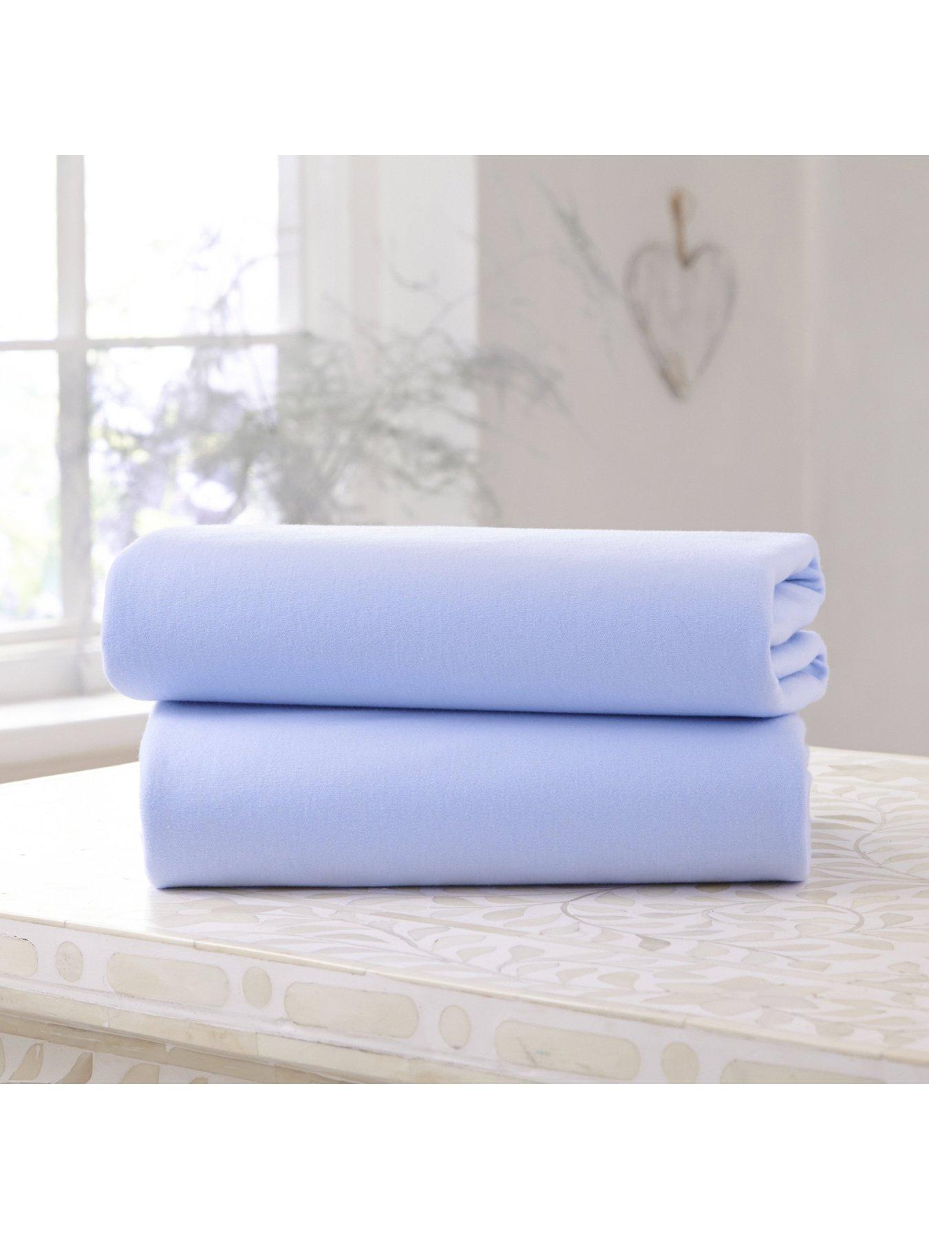 Clair De Lune 2 Pack Cotton Fitted Pram Crib Sheets 90 x 40 cm Blue Very