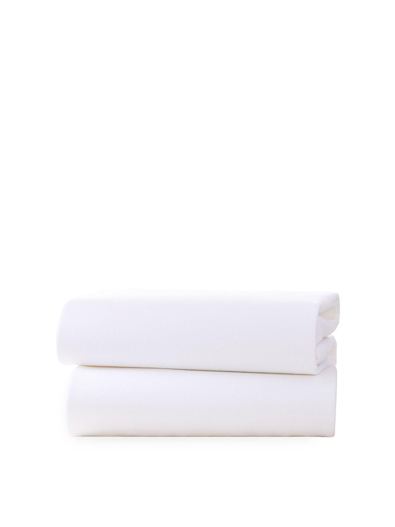 Clair de Lune Crib Cotton Jersey Flat Sheets Pack of 2, White 