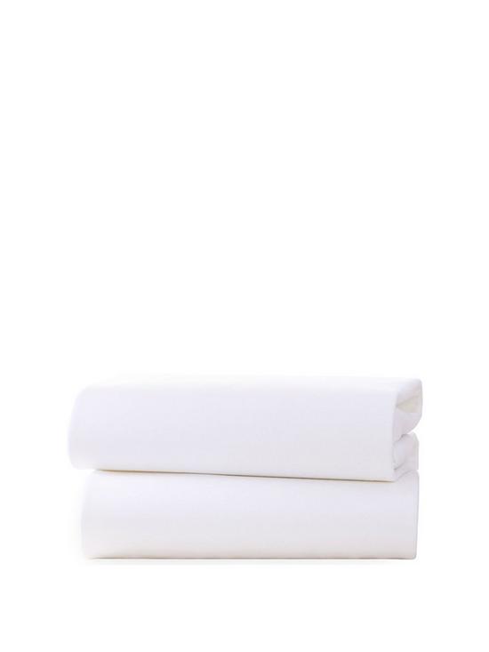 front image of clair-de-lune-pack-of-2-fitted-cot-bed-sheets-white
