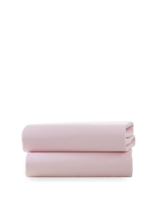 front image of clair-de-lune-pack-of-2-fitted-cot-bed-sheets-pink