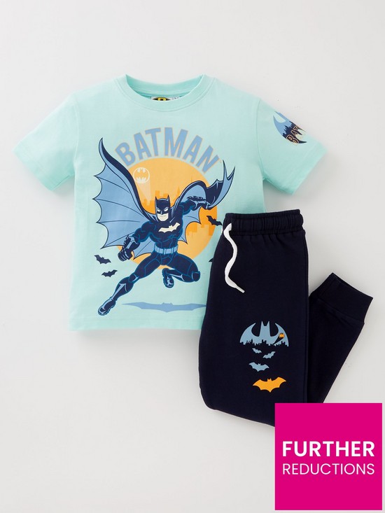 front image of batman-boys-batman-graphic-t-shirt-and-jogger-setnbsp--blue