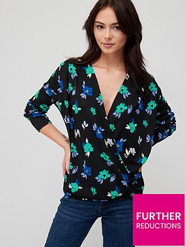 v-by-very-jerseynbspwrap-blouson-top-blue-floral-print