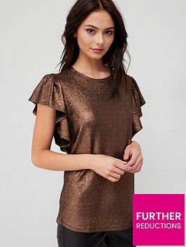 v-by-very-lurex-frill-sleeve-t-shirt-bronze