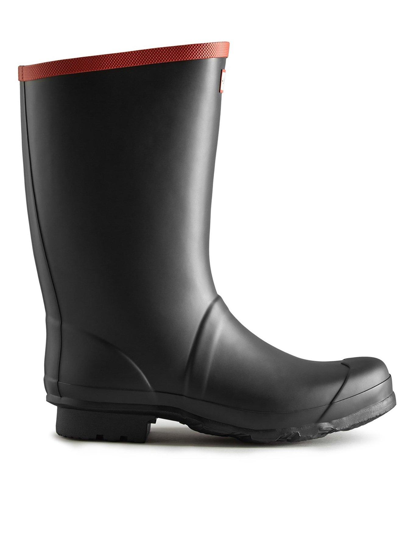 Hunter Unisex Argyll Short Knee Rubber Boots - Black, 9 W / 8 M US, Mid-Calf Height