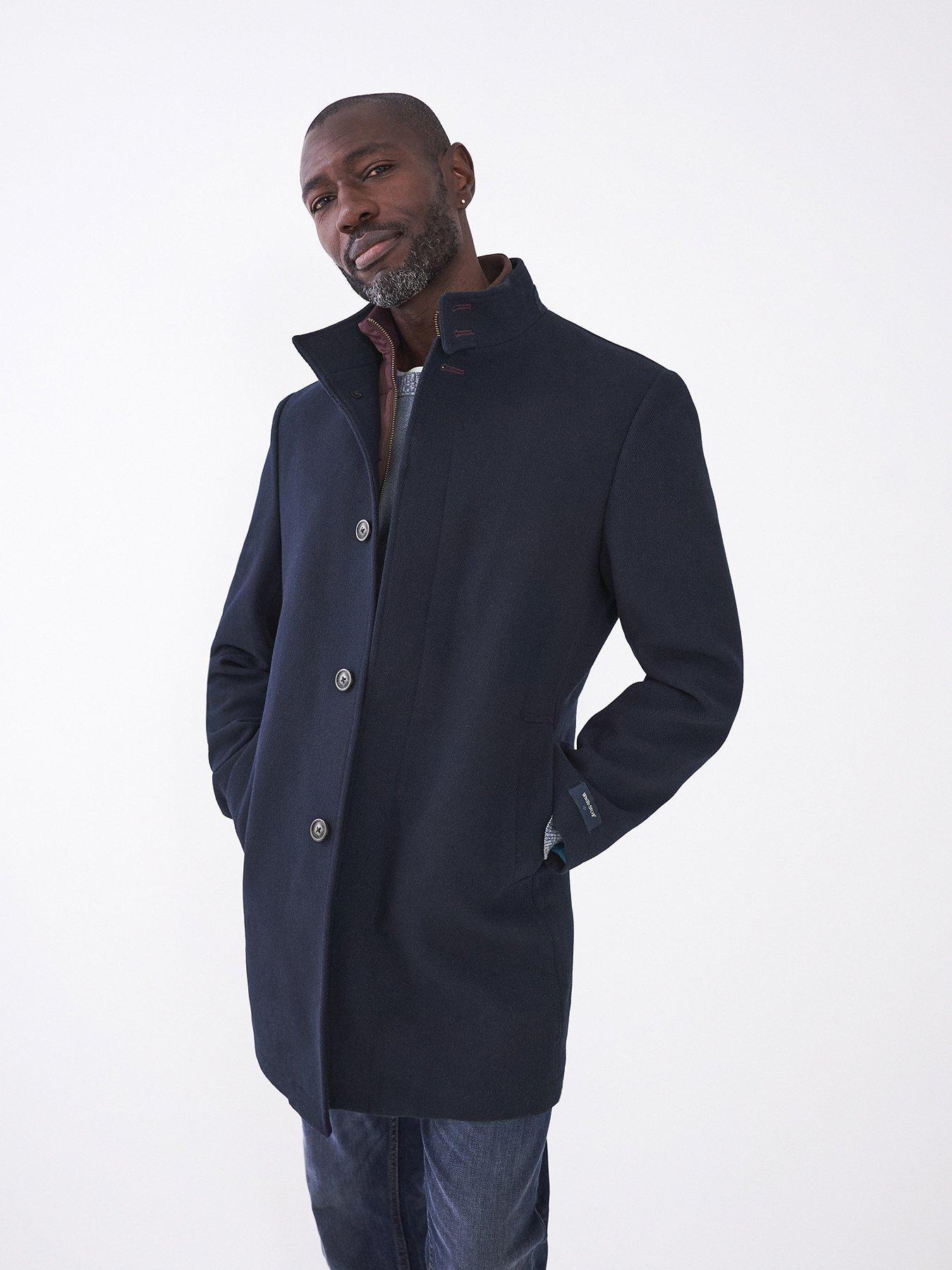 White Stuff Lincoln Wool Funnel Coat Dark Navy very.co.uk