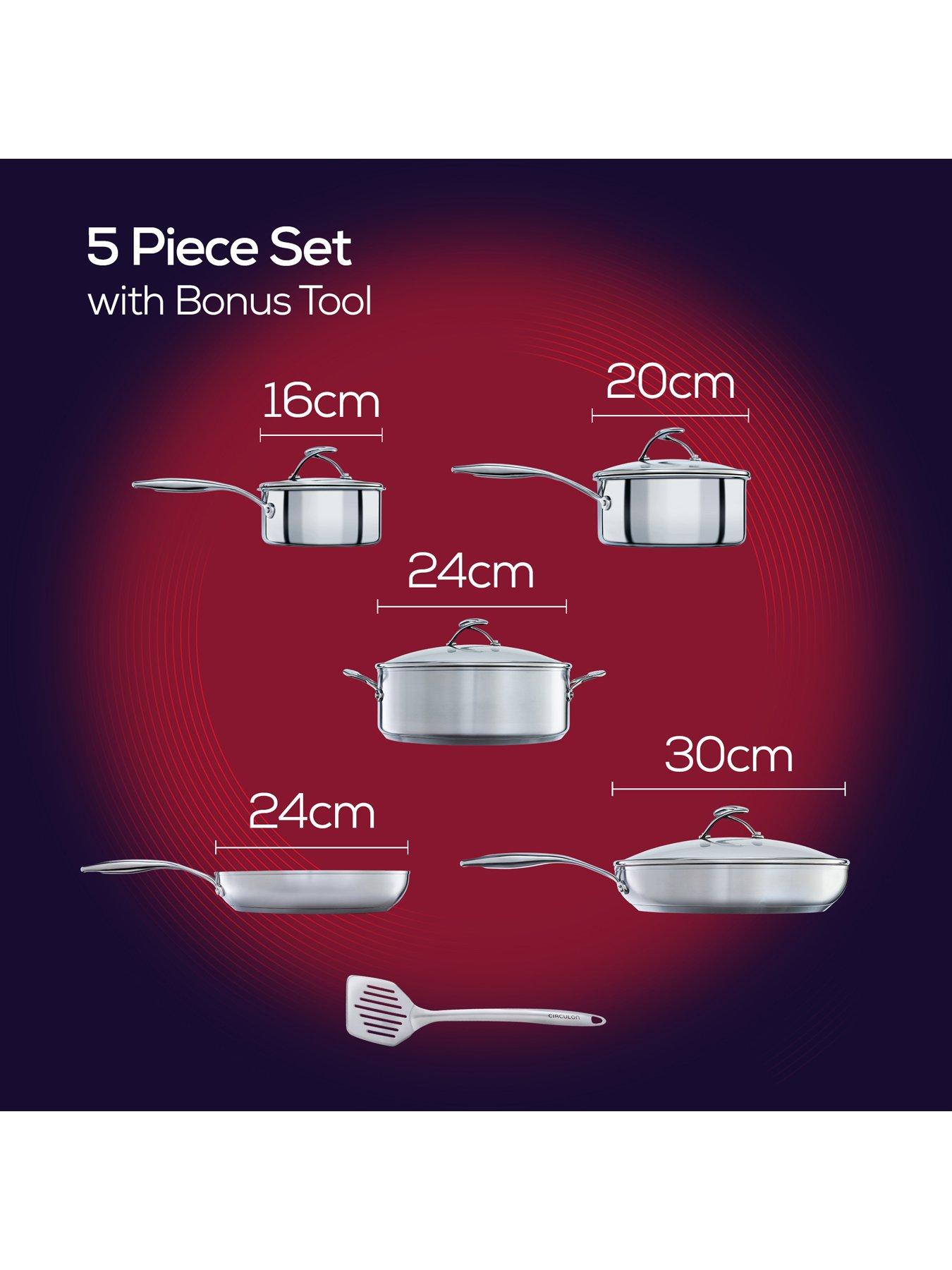 Image 2 of 7 of Circulon Steel Shield Stainless Steel Induction Non-stick 5 Piece Pan Set with Bonus Tool