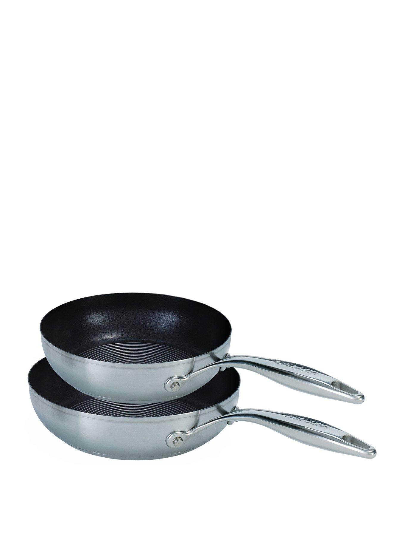 Product photograph of Circulon Steel Shield Stainless Steel Induction Non-stick Twin Pack Skillet Set 20 26cm from very.co.uk
