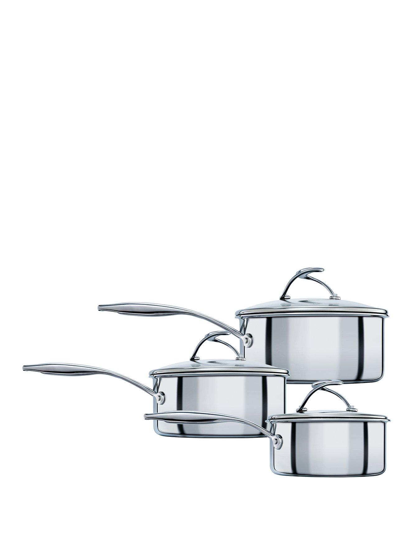 Product photograph of Circulon Steel Shield Stainless Steel Induction Non-stick 3-piece Saucepan Set 16 18 20cm Saucepan from very.co.uk