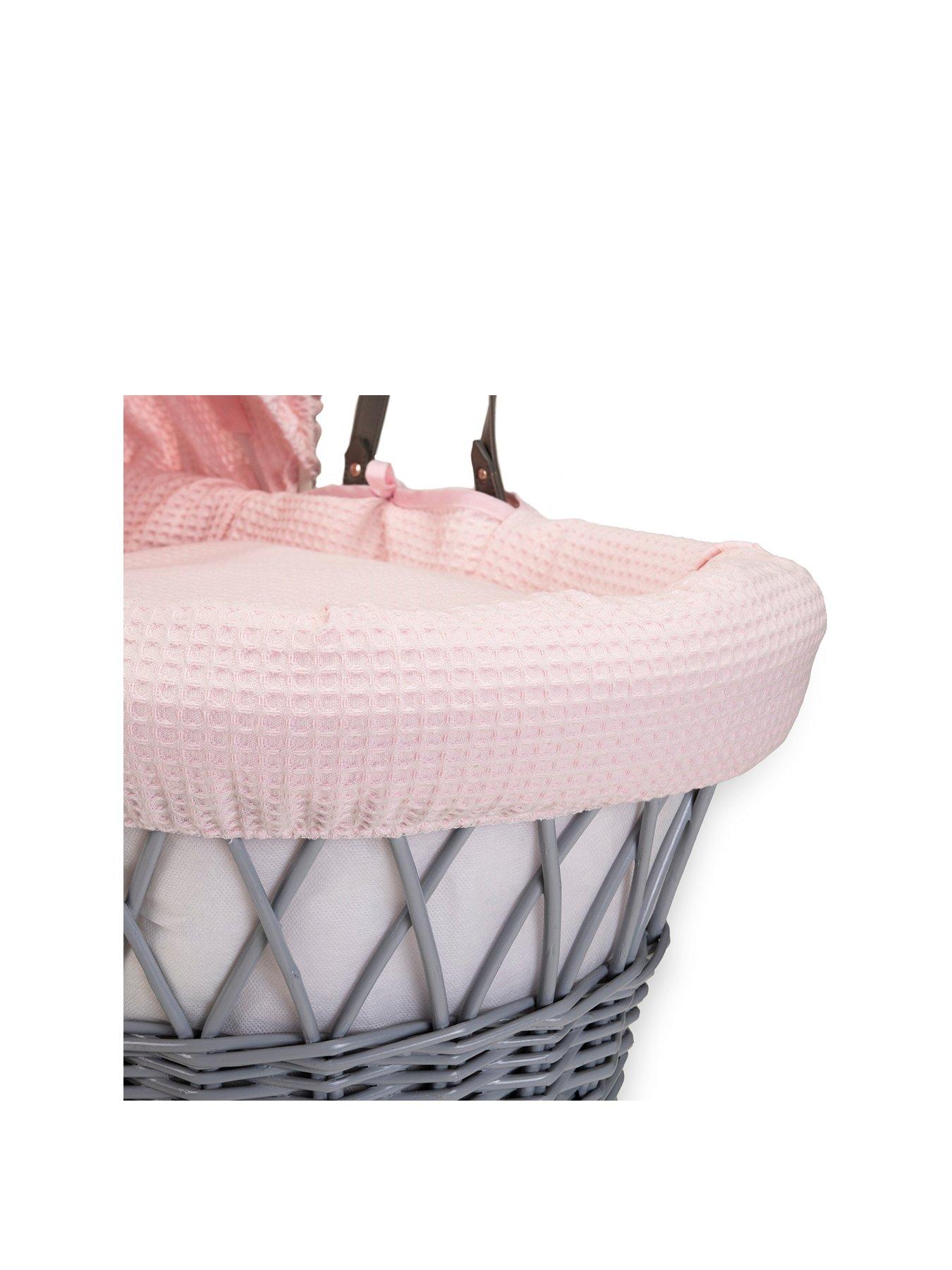 Clair de lune moses basket grey and clearance pink