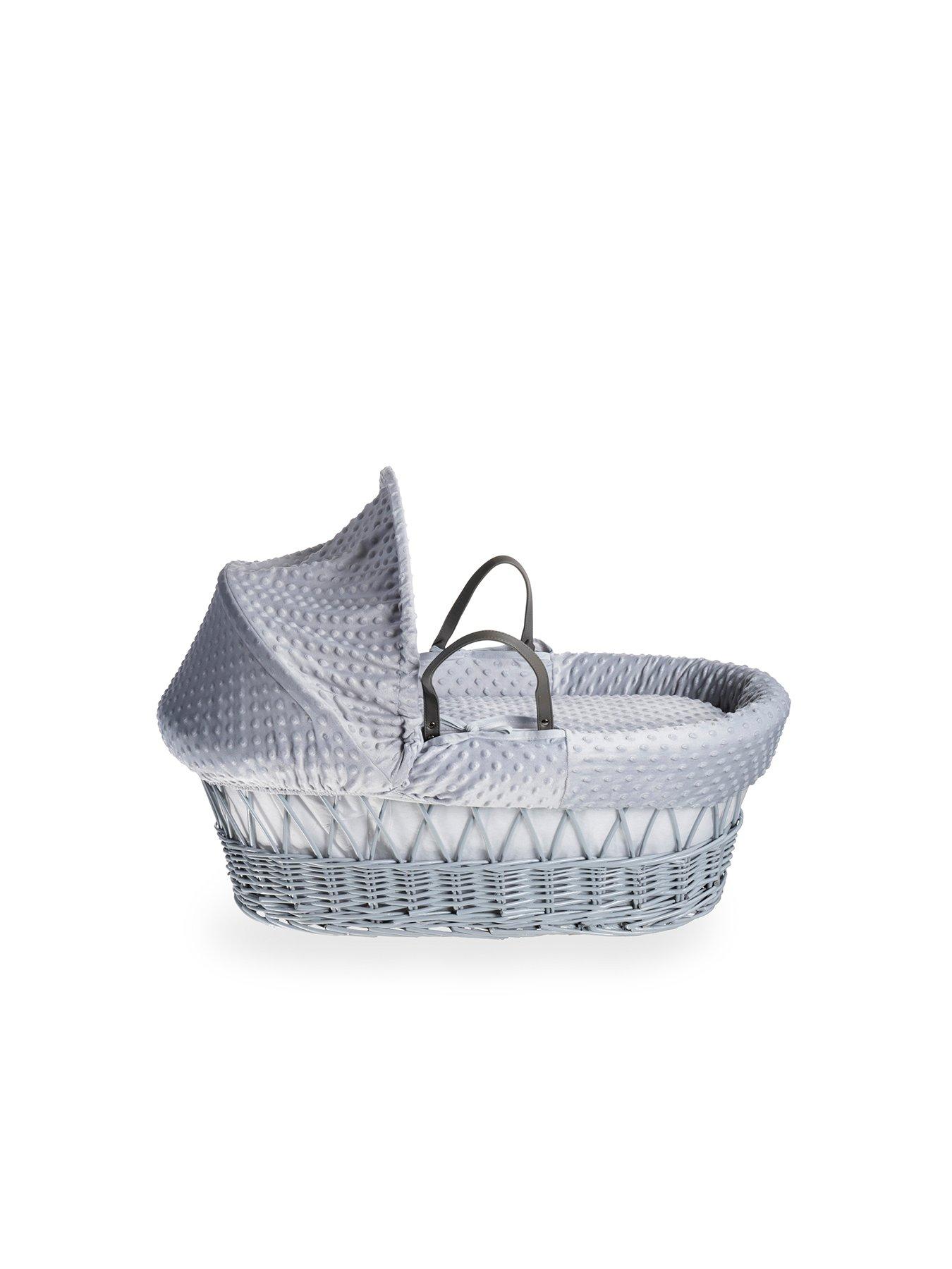 Image 3 of 6 of Clair De Lune Dimple Grey Wicker Moses Basket &amp; Deluxe Rocking Stand - Grey