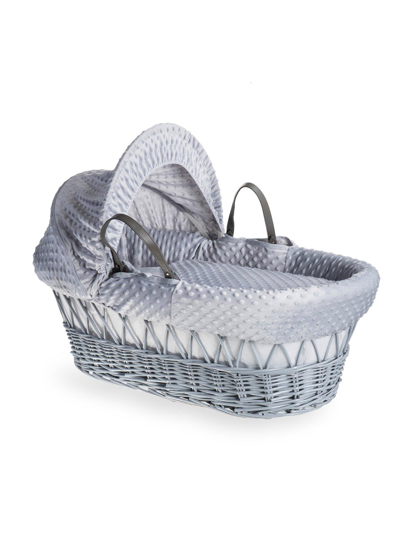 Image 4 of 6 of Clair De Lune Dimple Grey Wicker Moses Basket &amp; Deluxe Rocking Stand - Grey