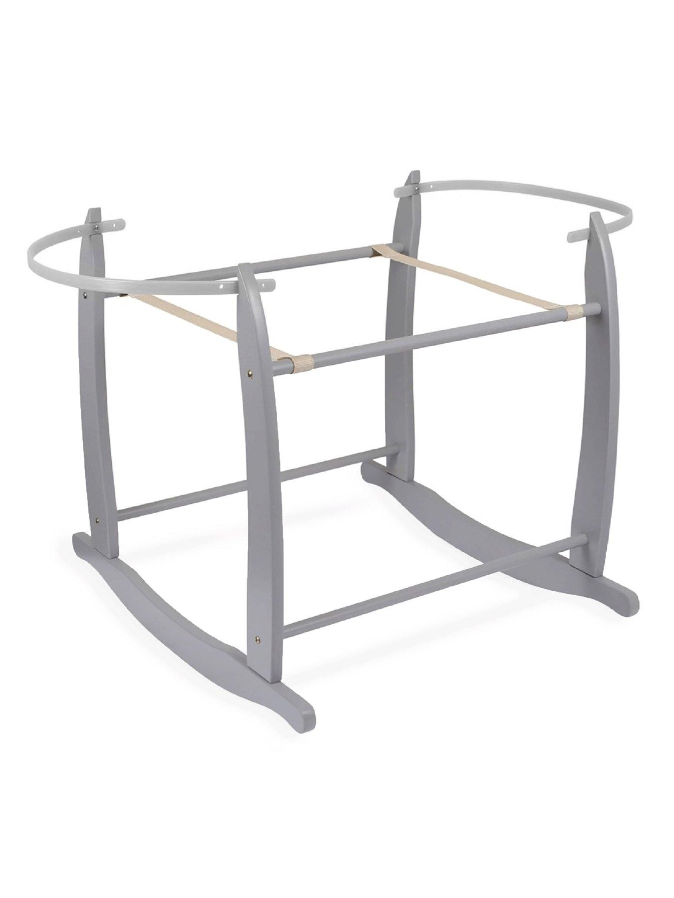 Image 5 of 6 of Clair De Lune Dimple Grey Wicker Moses Basket &amp; Deluxe Rocking Stand - Grey