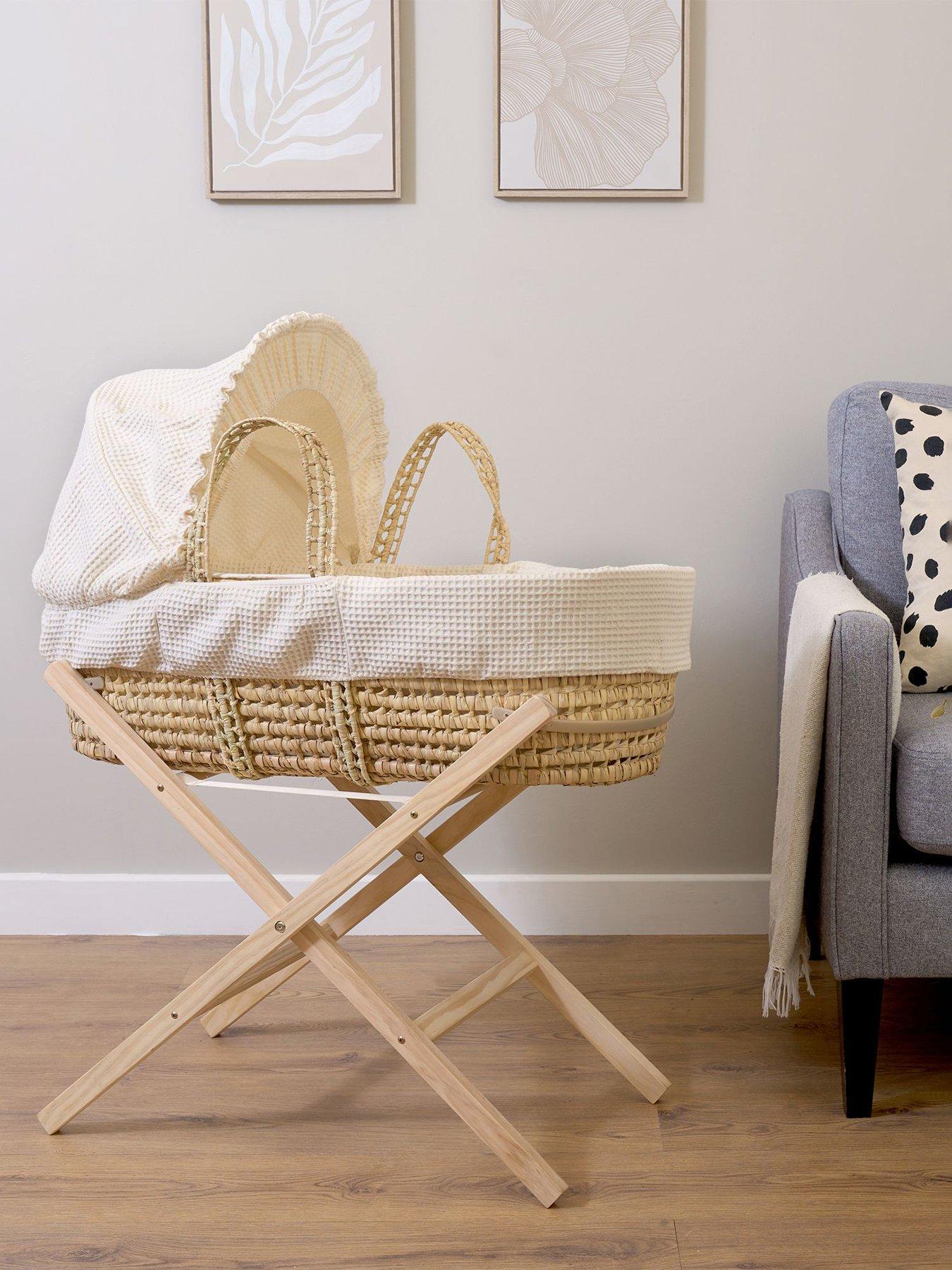 undefined Waffle Palm Moses Basket  &  Natural Folding Stand