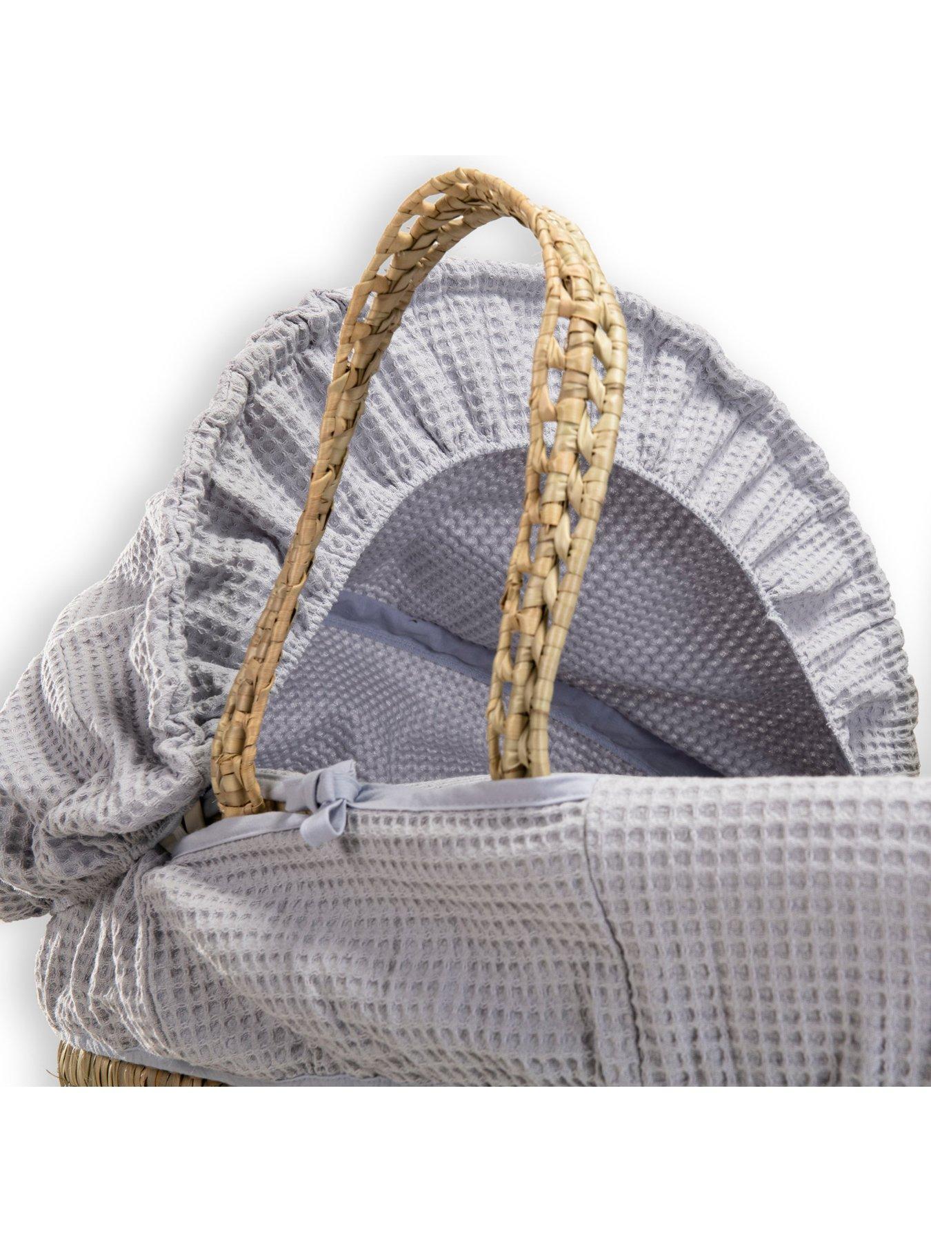 Panier Moses Marshmallow Blanc - Osier Et Tissu Doux - Pour Nouveau-Né - Décoration Chambre