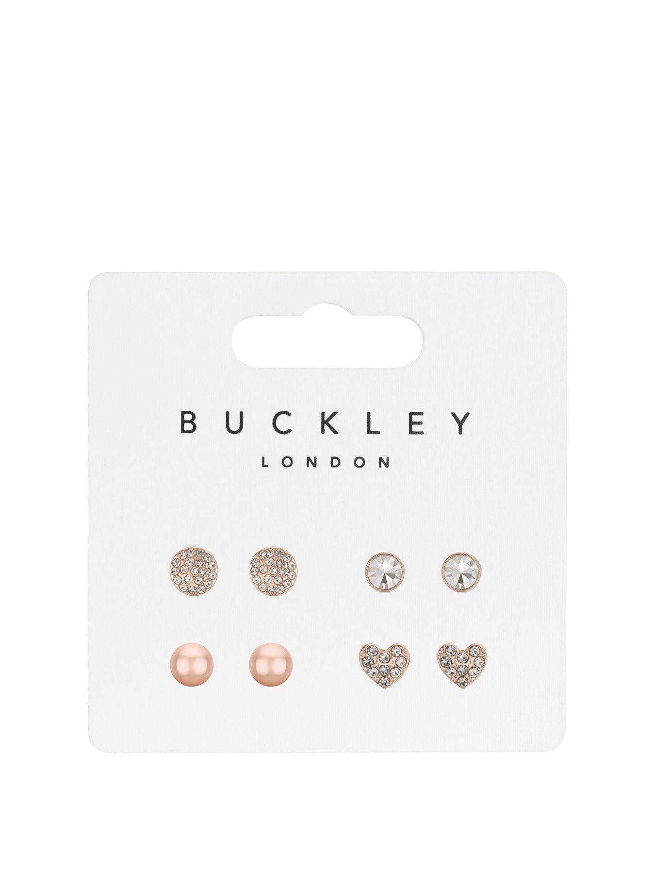 Product photograph of Buckley London Pack Of 4 Rose Gold Stud Earrings from very.co.uk