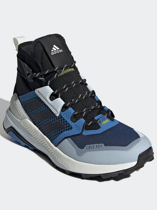 front image of adidas-terrex-trailmaker-mid-coldrdy-hiking-shoes-beigeblackblue