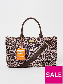 river-island-quilted-leopard-nylon-tote-brown