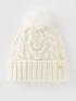  image of river-island-cable-knit-bobble-beanie-cream