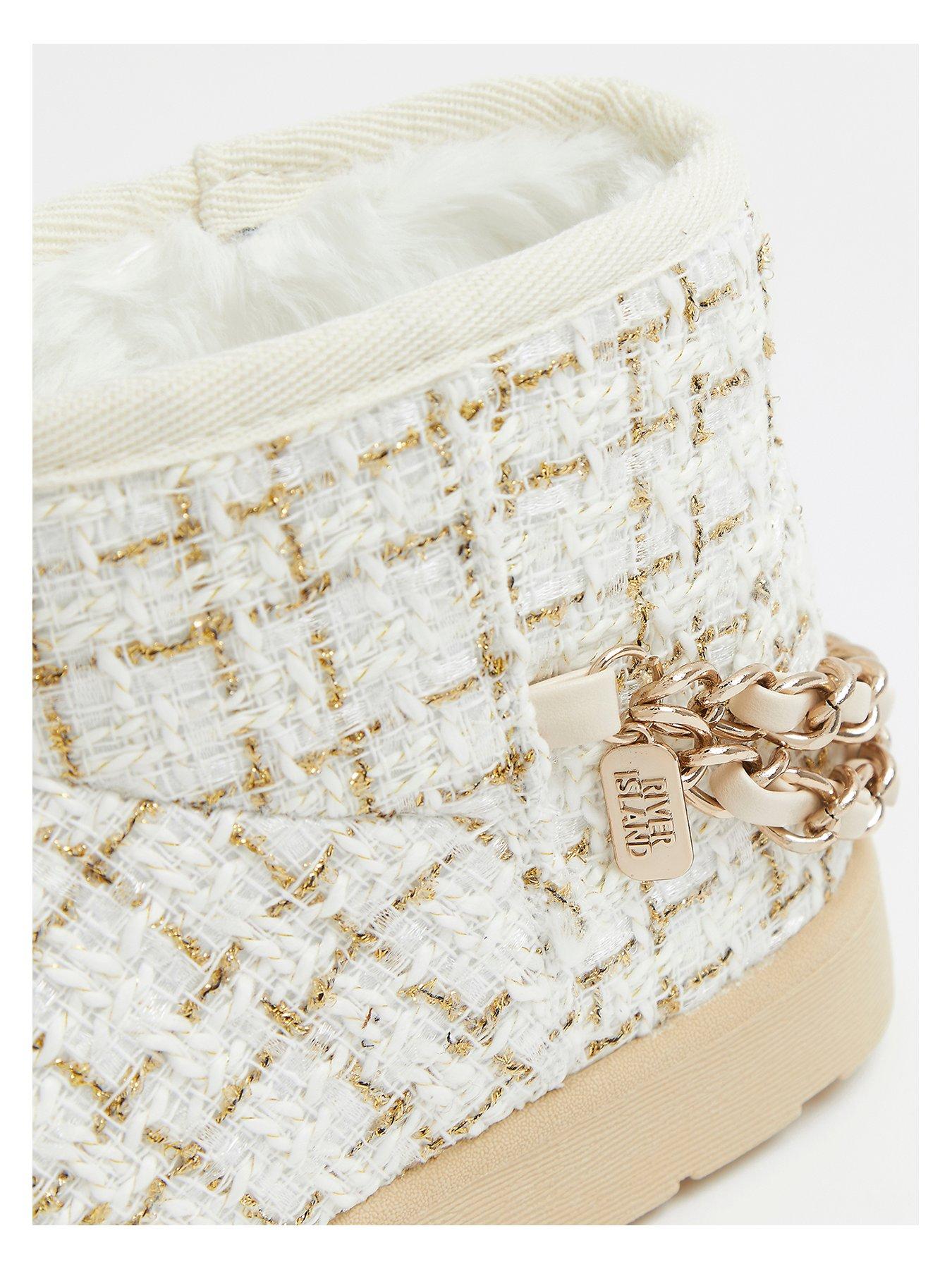 Women Low Chain Faux Fur Lined Boot - Cream