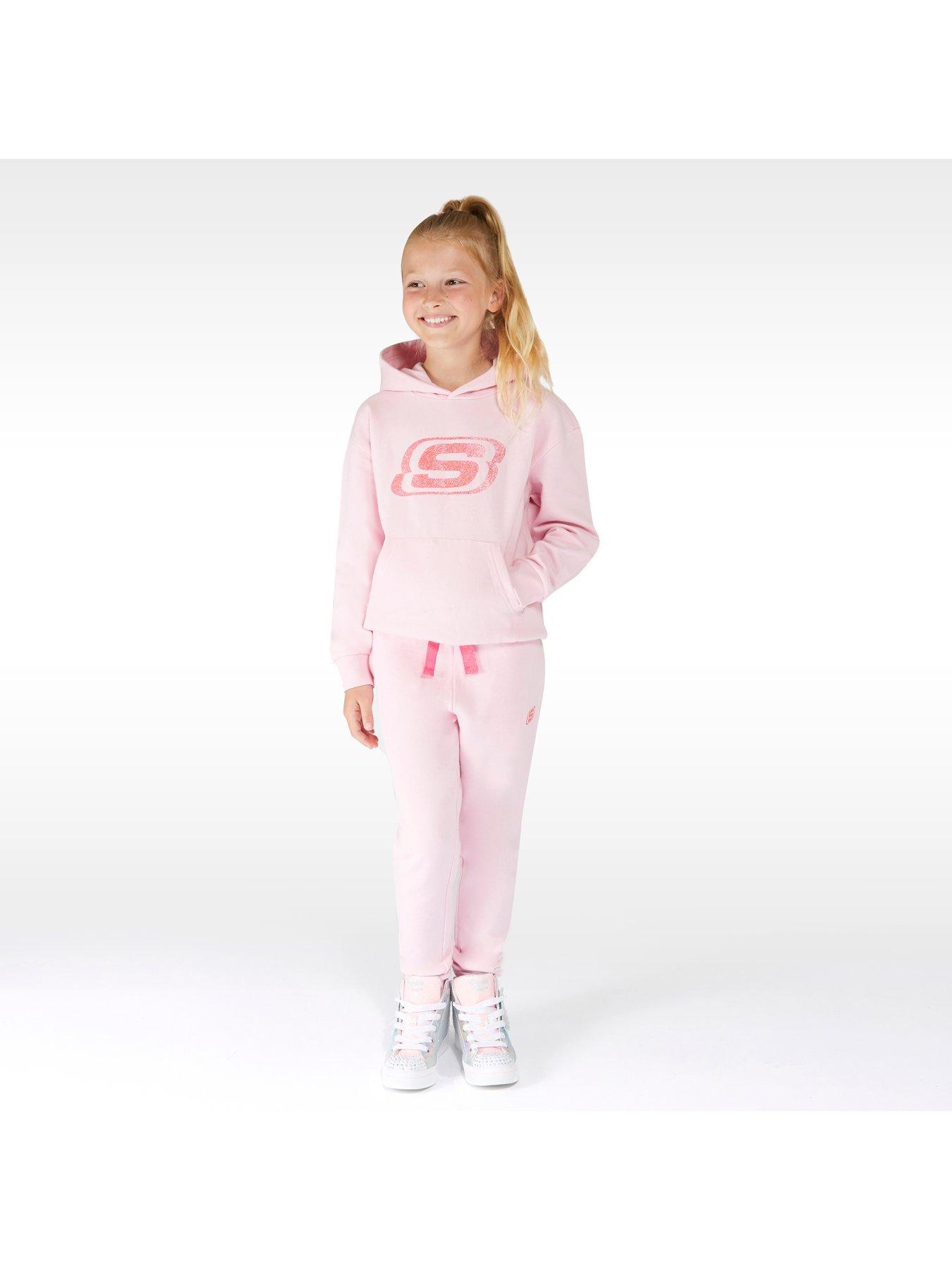 Girls Clothes Girls Essential Glitter Logo Hoody And Jogger Set - Pink
