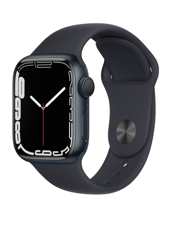 front image of apple-watch-series-7-gps-41mm-midnight-aluminium-case-with-midnight-sport-band